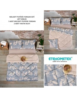 ETE HOMETEX ÇİFT KİŞİLİK LÜX WELSOFT YORGAN SETİ 195X215CM ARİNA BEJ 8696474231861